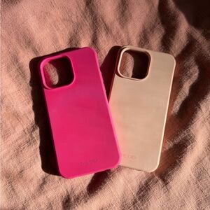 The Caep iPhone 14 Pro Max Case Set hot pink and blush